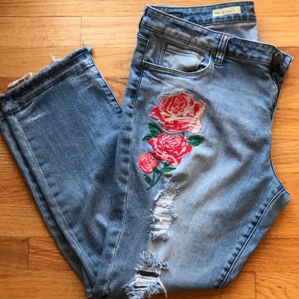 Kut from kloth denim plus jeans floral 24